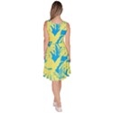 Yellow and blue leafs silhouette at sky blue Knee Length Skater Dress With Pockets View4