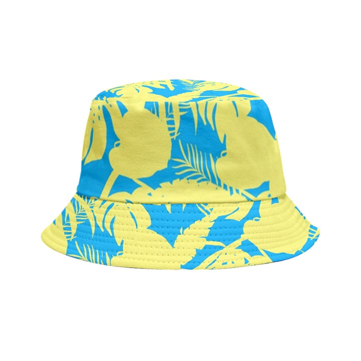 Yellow and blue leafs silhouette at sky blue Bucket Hat