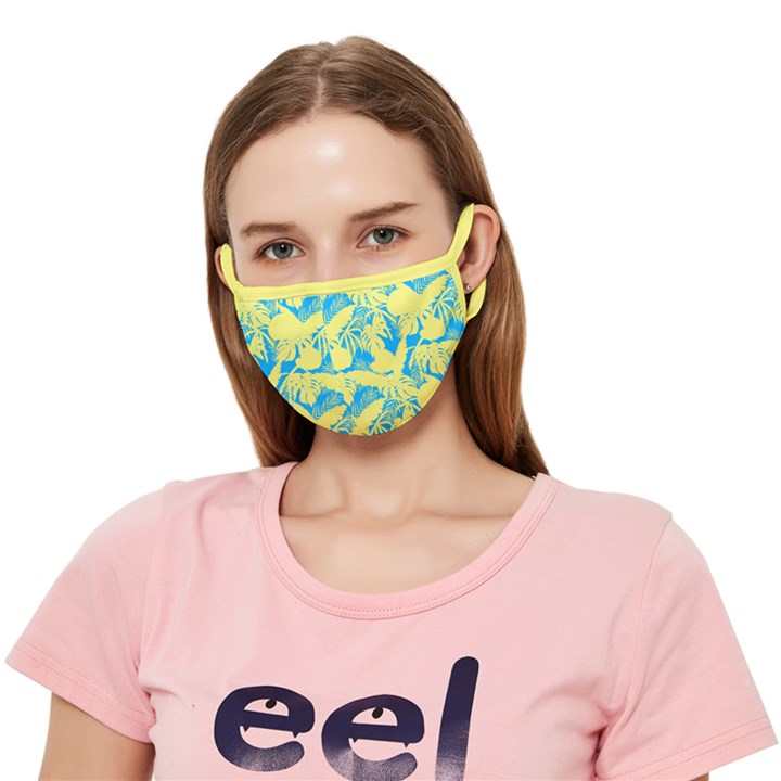 Yellow and blue leafs silhouette at sky blue Crease Cloth Face Mask (Adult)