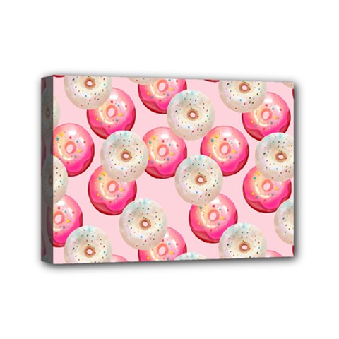 Pink And White Donuts Mini Canvas 7  X 5  (stretched) by SychEva