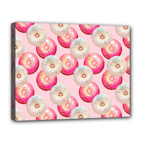 Pink And White Donuts Canvas 14  X 11  (stretched) by SychEva