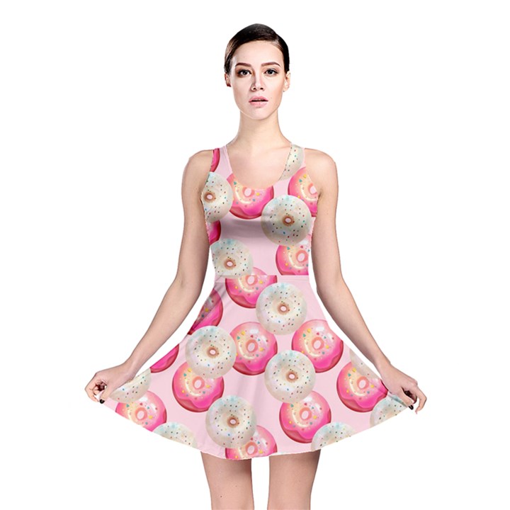 Pink And White Donuts Reversible Skater Dress