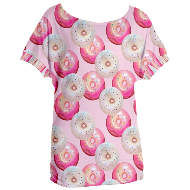 Pink And White Donuts Women s Oversized Tee