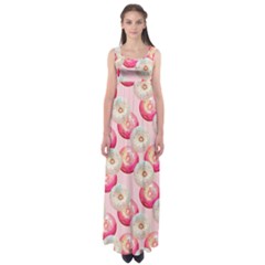 Pink And White Donuts Empire Waist Maxi Dress by SychEva