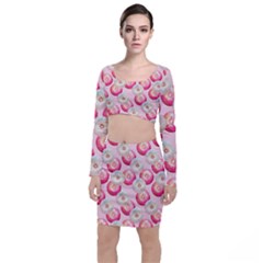 Pink And White Donuts Top And Skirt Sets by SychEva