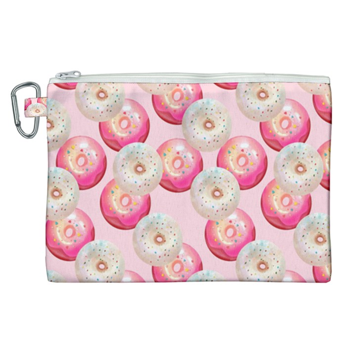 Pink And White Donuts Canvas Cosmetic Bag (XL)