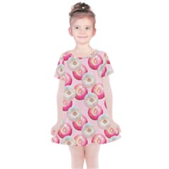 Pink And White Donuts Kids  Simple Cotton Dress by SychEva