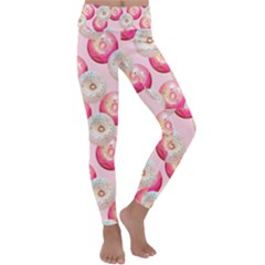 Pink And White Donuts Kids  Lightweight Velour Classic Yoga Leggings by SychEva