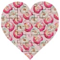 Pink And White Donuts Wooden Puzzle Heart View1