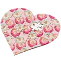 Pink And White Donuts Wooden Puzzle Heart View2