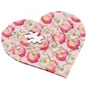 Pink And White Donuts Wooden Puzzle Heart View3