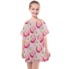 Pink And White Donuts Kids  One Piece Chiffon Dress by SychEva