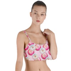 Pink And White Donuts Layered Top Bikini Top  by SychEva