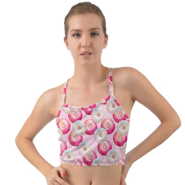 Pink And White Donuts Mini Tank Bikini Top