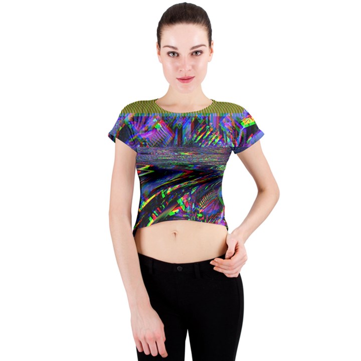 Unadjusted Tv Screen Crew Neck Crop Top