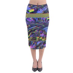 Unadjusted Tv Screen Velvet Midi Pencil Skirt by MRNStudios