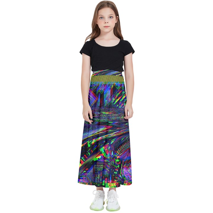 Unadjusted Tv Screen Kids  Flared Maxi Skirt