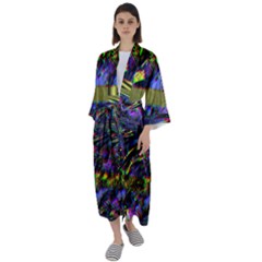 Unadjusted Tv Screen Maxi Satin Kimono by MRNStudios