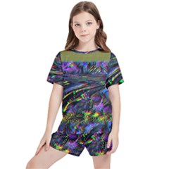 Unadjusted Tv Screen Kids  Tee And Sports Shorts Set by MRNStudios