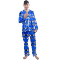 Powder Blue Tangs Men s Long Sleeve Satin Pajamas Set by SeaworthyClothing