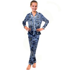 Marble Texture Top View Kid s Satin Long Sleeve Pajamas Set