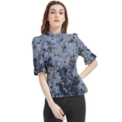 Marble Texture Top View Frill Neck Blouse