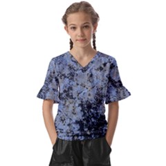 Marble Texture Top View Kids  V-neck Horn Sleeve Blouse by dflcprintsclothing