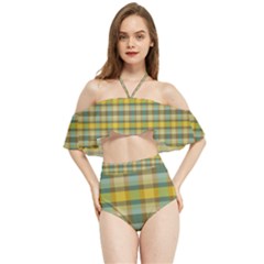 Retro Mod Mad Plaid Halter Flowy Bikini Set 