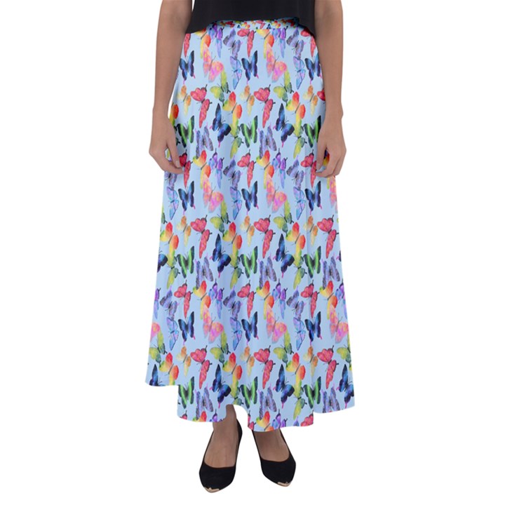 Beautiful Bright Butterflies Are Flying Flared Maxi Skirt