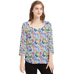 Beautiful Bright Butterflies Are Flying Chiffon Quarter Sleeve Blouse by SychEva