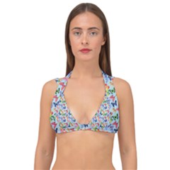 Beautiful Bright Butterflies Are Flying Double Strap Halter Bikini Top by SychEva