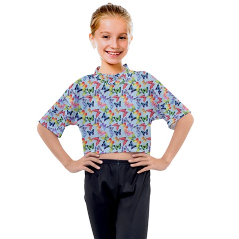 Beautiful Bright Butterflies Are Flying Kids Mock Neck Tee by SychEva