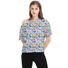 Beautiful Bright Butterflies Are Flying One Shoulder Cut Out Tee by SychEva