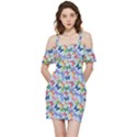 Beautiful Bright Butterflies Are Flying Shoulder Frill Bodycon Summer Dress View3