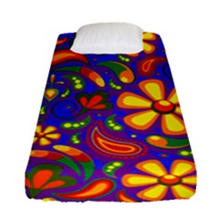 Gay Pride Rainbow Floral Paisley Fitted Sheet (single Size) by VernenInk