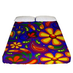 Gay Pride Rainbow Floral Paisley Fitted Sheet (queen Size) by VernenInk