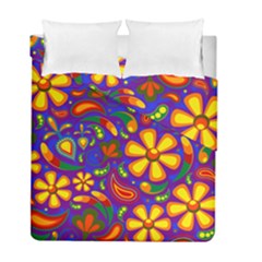 Gay Pride Rainbow Floral Paisley Duvet Cover Double Side (full/ Double Size) by VernenInk