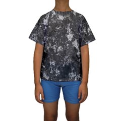 Dark Marble Camouflage Texture Print Kids  Short Sleeve Swimwear by dflcprintsclothing