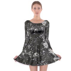 Dark Marble Camouflage Texture Print Long Sleeve Skater Dress