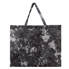 Dark Marble Camouflage Texture Print Zipper Large Tote Bag