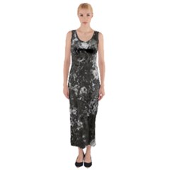 Dark Marble Camouflage Texture Print Fitted Maxi Dress