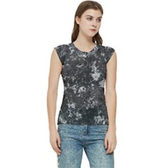 Dark Marble Camouflage Texture Print Women s Raglan Cap Sleeve Tee