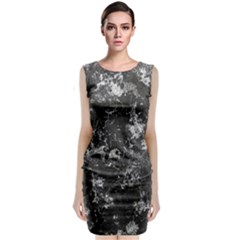 Dark Marble Camouflage Texture Print Classic Sleeveless Midi Dress