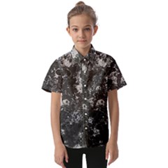 Dark Marble Camouflage Texture Print Kids  Short Sleeve Shirt by dflcprintsclothing