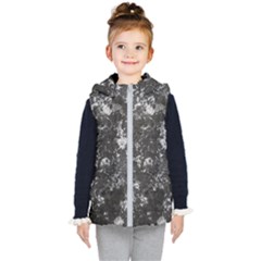 Dark Marble Camouflage Texture Print Kids  Hooded Puffer Vest by dflcprintsclothing