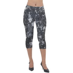 Dark Marble Camouflage Texture Print Lightweight Velour Capri Leggings  by dflcprintsclothing