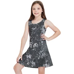 Dark Marble Camouflage Texture Print Kids  Lightweight Sleeveless Dress