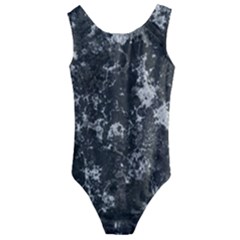 Dark Marble Camouflage Texture Print Kids  Cut-out Back One Piece Swimsuit by dflcprintsclothing