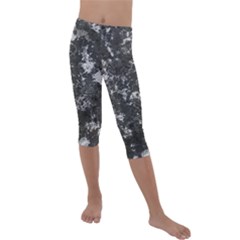 Dark Marble Camouflage Texture Print Kids  Lightweight Velour Capri Leggings  by dflcprintsclothing