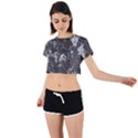 Dark Marble Camouflage Texture Print Tie Back Short Sleeve Crop Tee View1